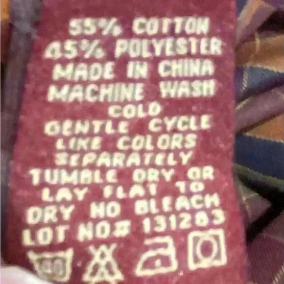 Cotton Works long sleeve dress shirt size XLT neck 17-17.5 color Brown Plaid - Picture 5 of 5